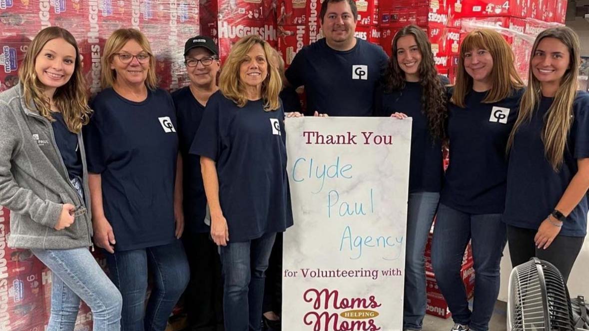 The Clyde Paul team volunteering with Moms Helping Moms.
