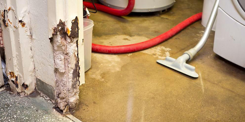 A photo of water damage from flooding in the home.